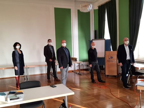 Der AKSB-Vorstand: v.l.n.r. Ruth Bendels, Rüdiger Paus-Burkard, Gunter Geiger, Benedikt Widmaier und Karl Weber, Geschäftsführer. (Es fehlt: Martina Weishaupt).